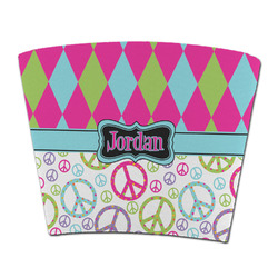 Harlequin & Peace Signs Party Cup Sleeve - without bottom (Personalized)