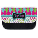 Harlequin & Peace Signs Canvas Pencil Case w/ Name or Text