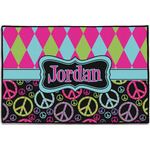 Harlequin & Peace Signs Door Mat - 36"x24" (Personalized)