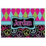 Harlequin & Peace Signs Laminated Placemat w/ Name or Text