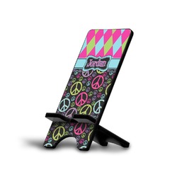 Harlequin & Peace Signs Cell Phone Stand (Large) (Personalized)