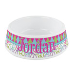 Harlequin & Peace Signs Plastic Dog Bowl - Small (Personalized)