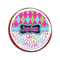 Harlequin & Peace Signs Printed Icing Circle - Small - On Cookie