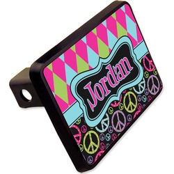 Harlequin & Peace Signs Rectangular Trailer Hitch Cover - 2" (Personalized)