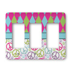 Harlequin & Peace Signs Rocker Style Light Switch Cover - Three Switch