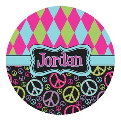 Harlequin & Peace Signs Round Decal - XLarge (Personalized)