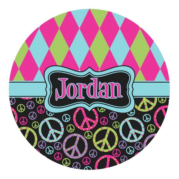 Custom Harlequin & Peace Signs Round Decal - XLarge (Personalized)