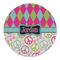 Harlequin & Peace Signs Round Linen Placemats - FRONT (Double Sided)