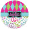 Harlequin & Peace Signs Round Mousepad - APPROVAL