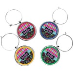 Harlequin & Peace Signs Wine Charms (Set of 4) (Personalized)