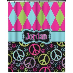 Harlequin & Peace Signs Extra Long Shower Curtain - 70"x84" (Personalized)