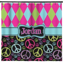 Harlequin & Peace Signs Shower Curtain - 71" x 74" (Personalized)