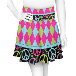 Harlequin & Peace Signs Skater Skirt - Small