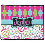 Harlequin & Peace Signs Large Gaming Mouse Pad - 12.5" x 10" (Personalized)