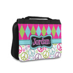 Harlequin & Peace Signs Toiletry Bag - Small (Personalized)