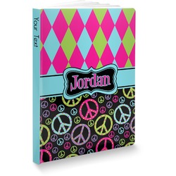 Harlequin & Peace Signs Softbound Notebook - 5.75" x 8" (Personalized)