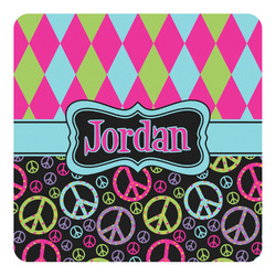 Harlequin & Peace Signs Square Decal - Large (Personalized)