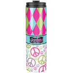 Harlequin & Peace Signs Stainless Steel Skinny Tumbler - 20 oz (Personalized)