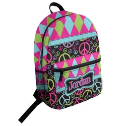 Harlequin & Peace Signs Student Backpack (Personalized)