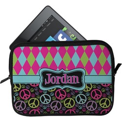 Harlequin & Peace Signs Tablet Case / Sleeve (Personalized)