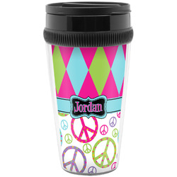 Harlequin & Peace Signs Acrylic Travel Mug without Handle (Personalized)