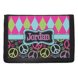 Harlequin & Peace Signs Trifold Wallet (Personalized)
