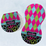 Harlequin & Peace Signs Burp Pads - Velour - Set of 2 w/ Name or Text