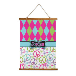 Harlequin & Peace Signs Wall Hanging Tapestry (Personalized)