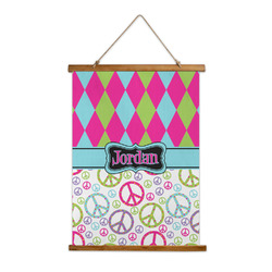 Harlequin & Peace Signs Wall Hanging Tapestry (Personalized)