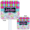 Harlequin & Peace Signs White Plastic Stir Stick - Double Sided - Approval