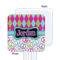 Harlequin & Peace Signs White Plastic Stir Stick - Single Sided - Square - Approval