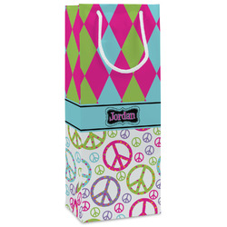 Harlequin & Peace Signs Wine Gift Bags - Gloss (Personalized)