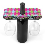 Harlequin & Peace Signs Wine Bottle & Glass Holder (Personalized)