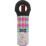 Harlequin & Peace Signs Wine Tote Bag (Personalized)