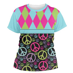 Harlequin & Peace Signs Women's Crew T-Shirt - Small