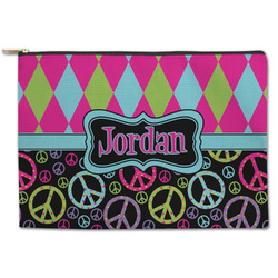 Harlequin & Peace Signs Zipper Pouch (Personalized)