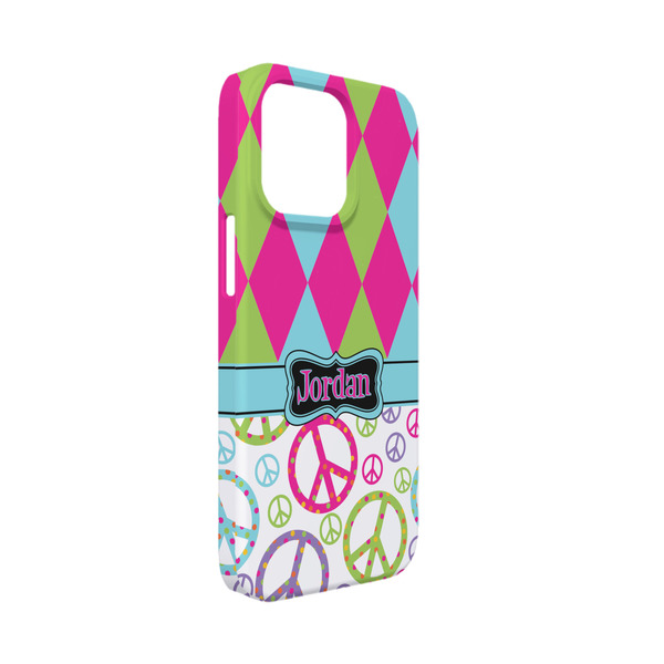 Custom Harlequin & Peace Signs iPhone Case - Plastic - iPhone 13 Mini (Personalized)