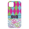 Harlequin & Peace Signs iPhone 14 Plus Case - Back