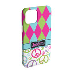 Harlequin & Peace Signs iPhone Case - Plastic - iPhone 15 (Personalized)