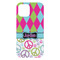 Harlequin & Peace Signs iPhone 15 Plus Case - Back