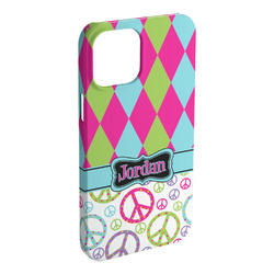 Harlequin & Peace Signs iPhone Case - Plastic (Personalized)