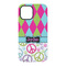 Harlequin & Peace Signs iPhone 15 Tough Case - Back