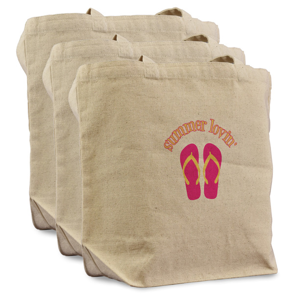 Custom FlipFlop Reusable Cotton Grocery Bags - Set of 3 (Personalized)