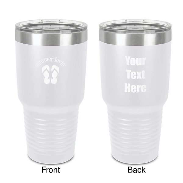 Custom FlipFlop 30 oz Stainless Steel Tumbler - White - Double-Sided (Personalized)