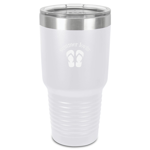 Custom FlipFlop 30 oz Stainless Steel Tumbler - White - Single-Sided (Personalized)