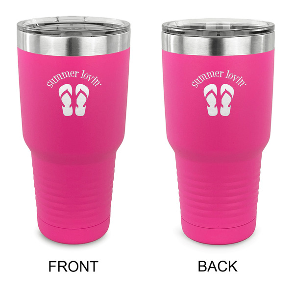 Custom FlipFlop 30 oz Stainless Steel Tumbler - Pink - Double Sided (Personalized)