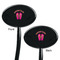 FlipFlop Black Plastic 7" Stir Stick - Double Sided - Oval - Front & Back