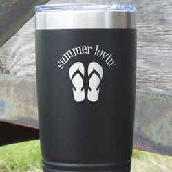FlipFlop 20 oz Stainless Steel Tumbler - Black - Single Sided (Personalized)