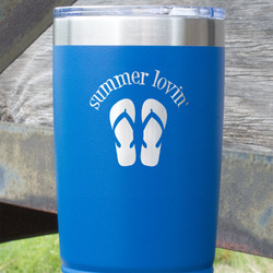 FlipFlop 20 oz Stainless Steel Tumbler - Royal Blue - Double Sided (Personalized)