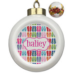 FlipFlop Ceramic Ball Ornaments - Poinsettia Garland (Personalized)